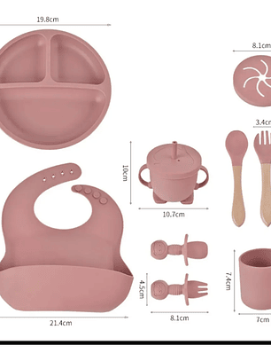 Set De Alimentacion Para Bebés Silicona 9 Piezas varios colores