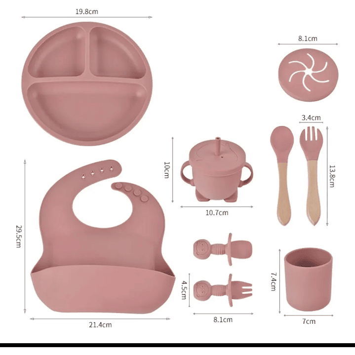 Set De Alimentacion Para Bebés Silicona 9 Piezas varios colores 2