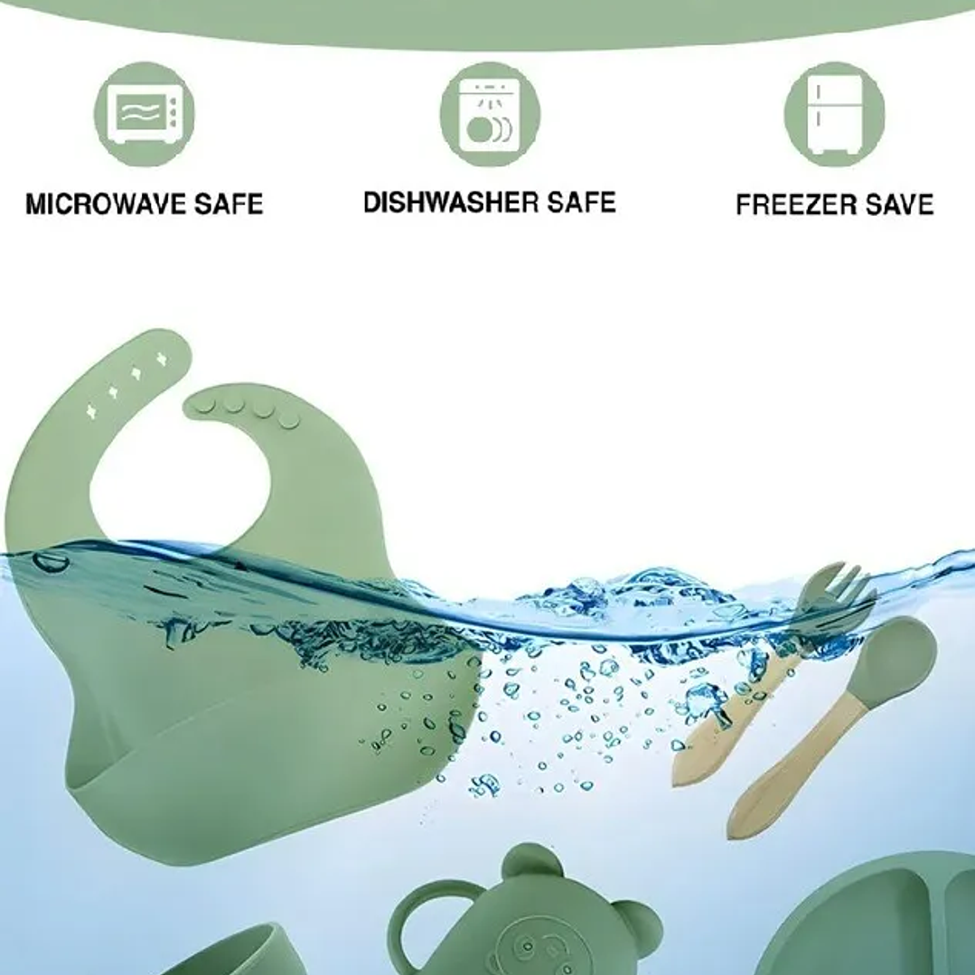 Set De Alimentacion Para Bebés Silicona 9 Piezas varios colores 3