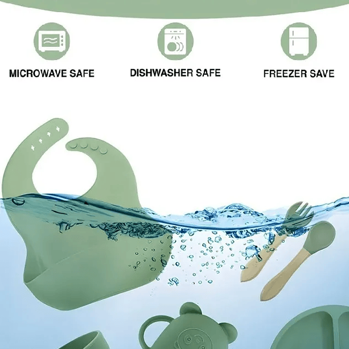 Set De Alimentacion Para Bebés Silicona 9 Piezas varios colores 3