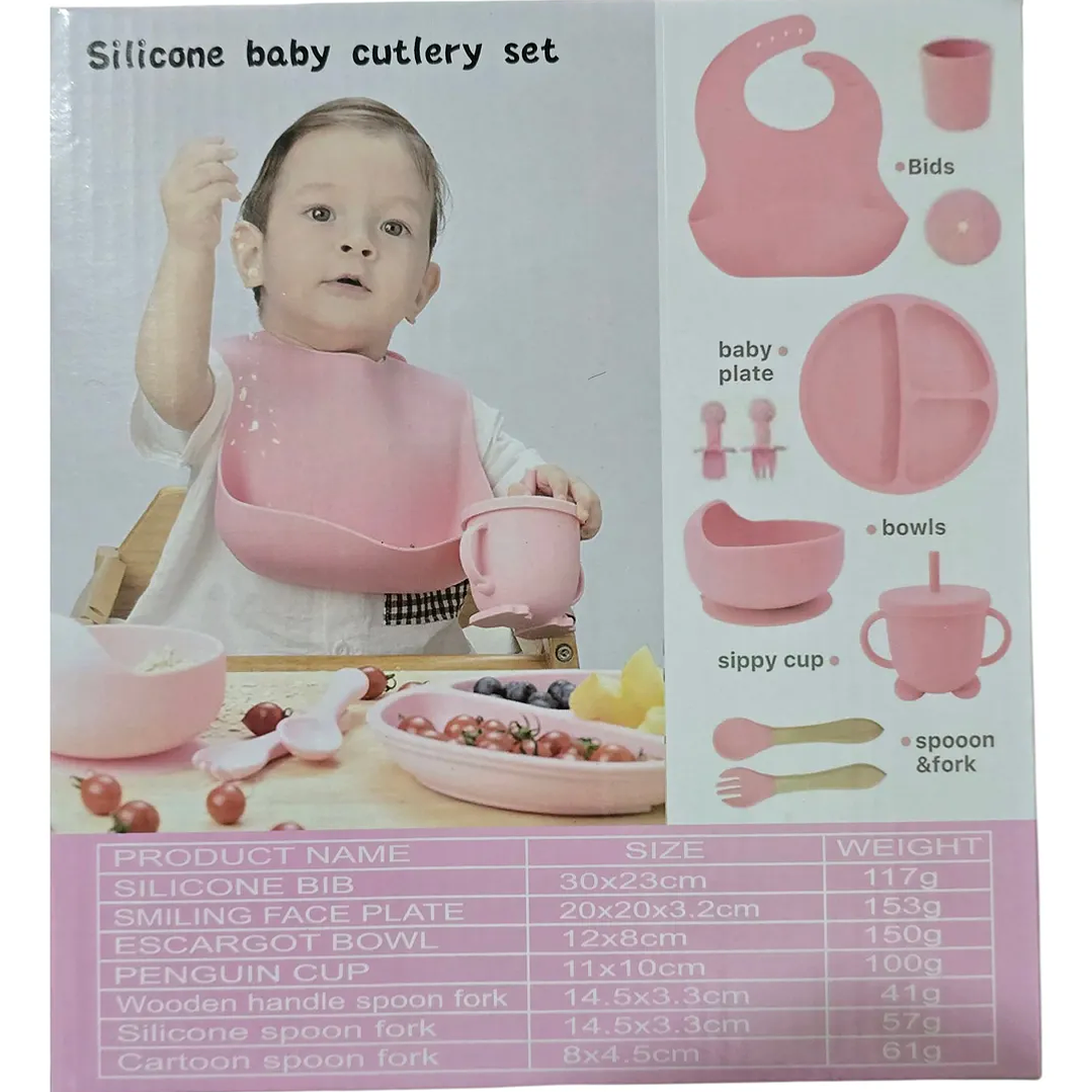 Set De Alimentacion Para Bebés Silicona 9 Piezas varios colores 4