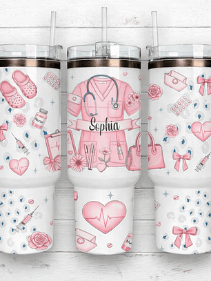 Vaso Térmico Enfermera 1.2L – Ideal para tu jornada 💖