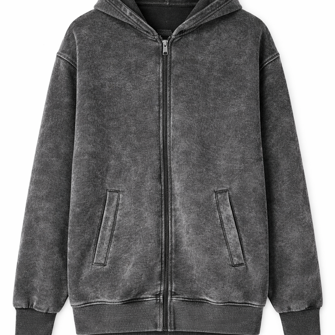 Polerón Hombre Acid Wash con Cierre – Full Estilo Urbano 1