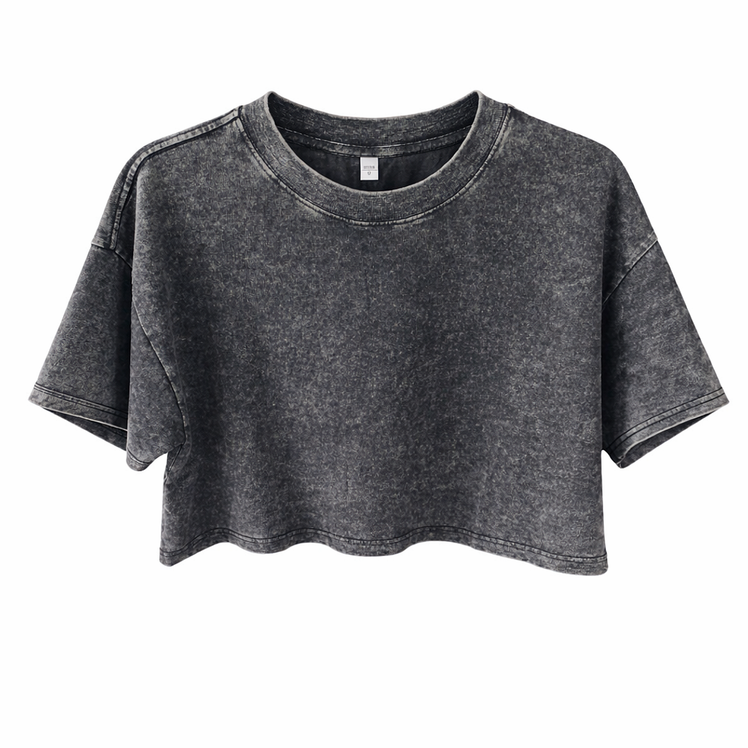 Polera Corta de Mujer (Crop Top) Estilo Acid Wash 2