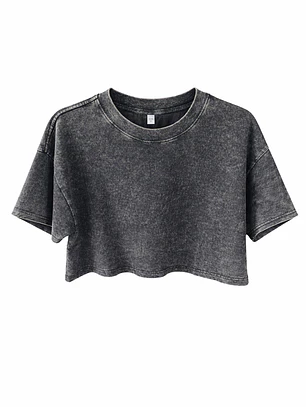 Polera Corta de Mujer (Crop Top) Estilo Acid Wash