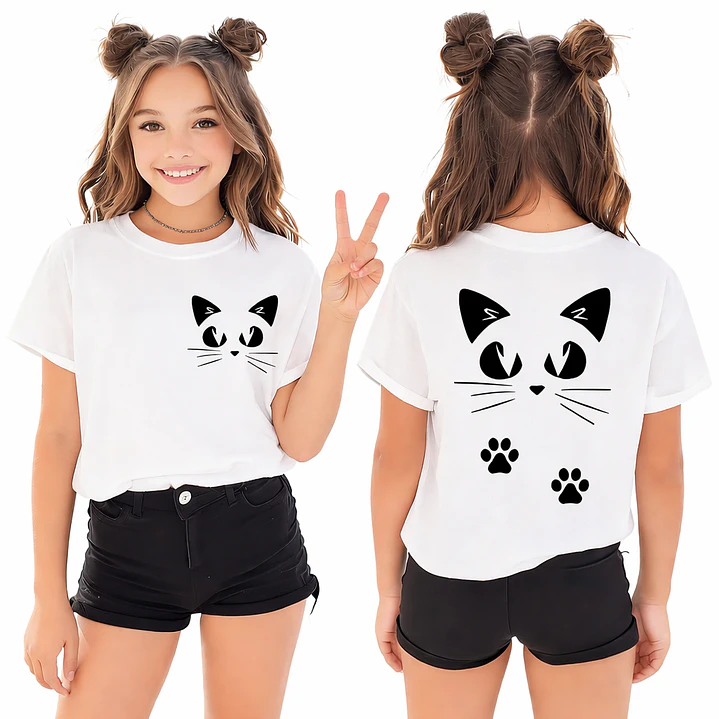 Polera Estampada gatito kawaii 2