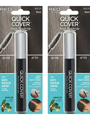 2 Máscaras Cubre Canas Quick Cover Root Touch Up – RED by Kiss (Negro Natural)