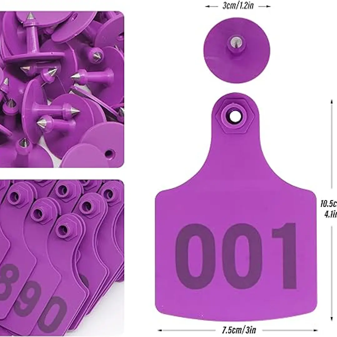 Etiquetas para identificar ganado, 100 etiquetas de plástico numeradas 2