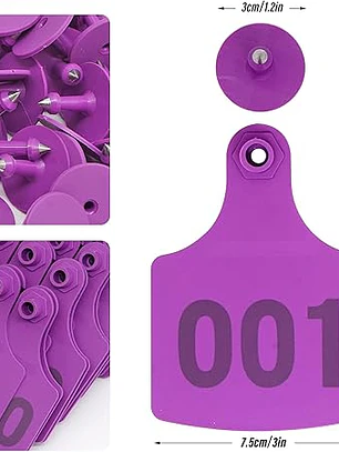 Etiquetas para identificar ganado, 100 etiquetas de plástico numeradas