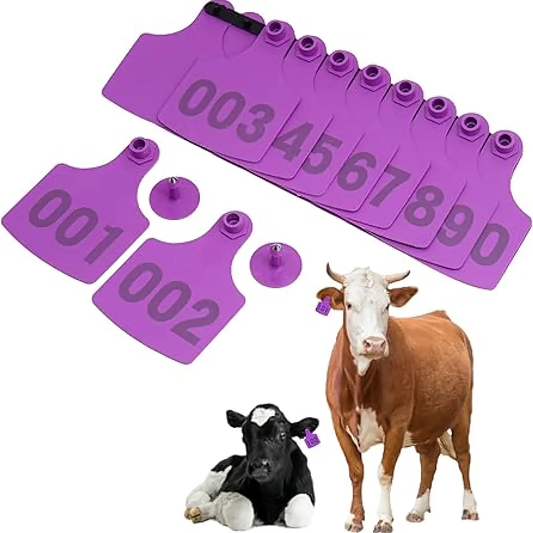 Etiquetas para identificar ganado, 100 etiquetas de plástico numeradas 1