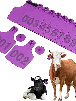 Etiquetas para identificar ganado, 100 etiquetas de plástico numeradas