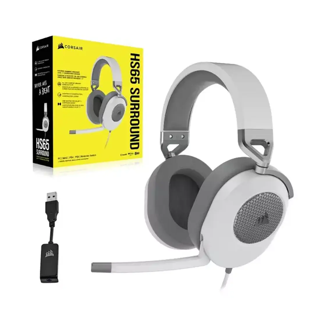 Audífonos Gamer Corsair HS65 Surround Blanco 🎮 1