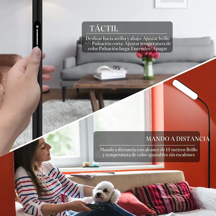 Lámpara de Piso LED Wio-Mio con Control Remoto y Táctil 4