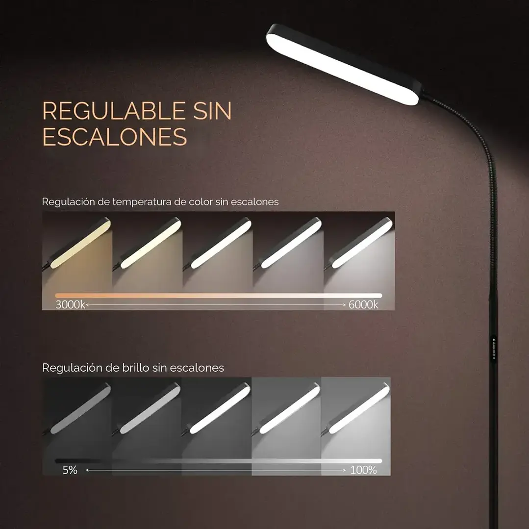 Lámpara de Piso LED Wio-Mio con Control Remoto y Táctil 5