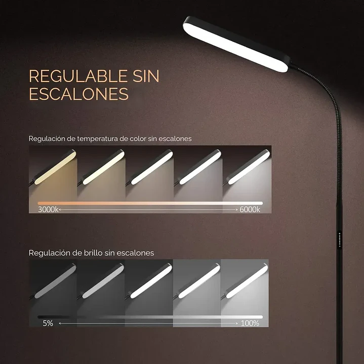 Lámpara de Piso LED Wio-Mio con Control Remoto y Táctil 5