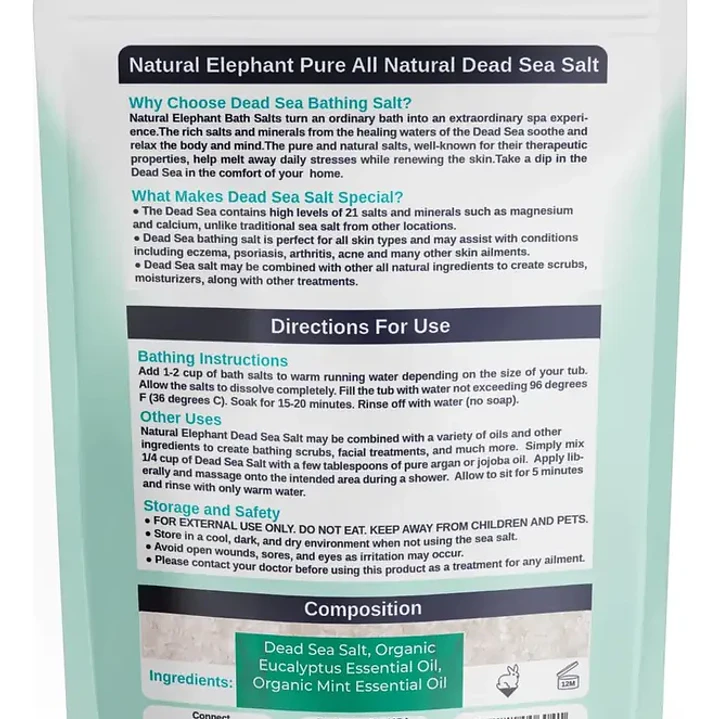 Sal De Baño Natural Elefante Mar Muerto 1 Kg 100% Natural 3