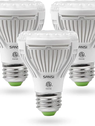 3 Bombillas LED para cultivo SANSI para semillas y verduras, luz de crecimiento de espectro completo de 10W (equivalente a 150 vatios) con lente óptica para plantas de interior, alto PPFD, base E26