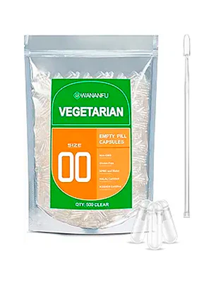 Cápsulas Vacías Wananfu 00 Vegetarianas 500 Unid