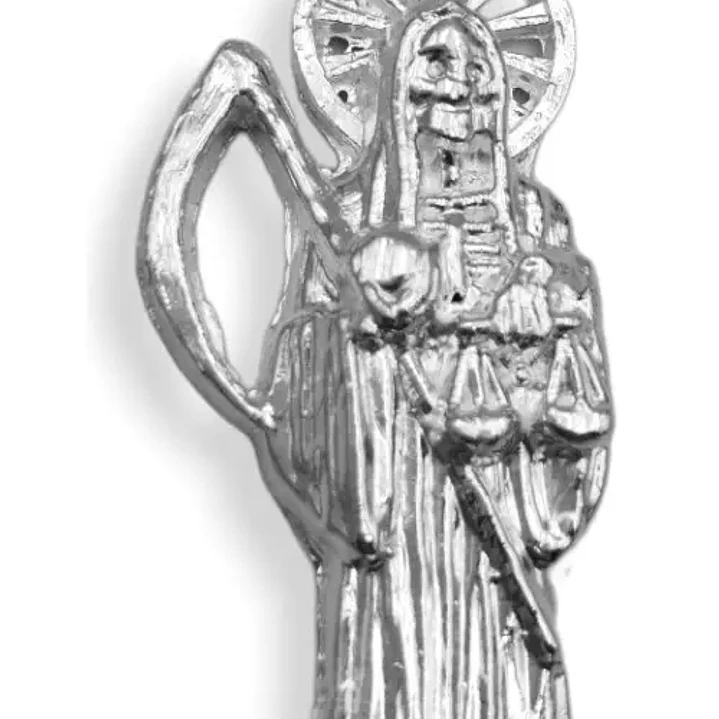 Dije Santa Muerte Mediano Plata 925 Cadena Y Caja De Regalo 2