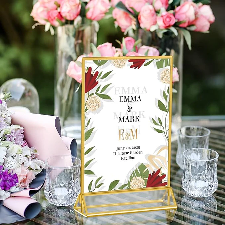 12 Soportes acrílicos para letreros de 5 x 7 pulgadas , mesas, bodas , restaurante 4