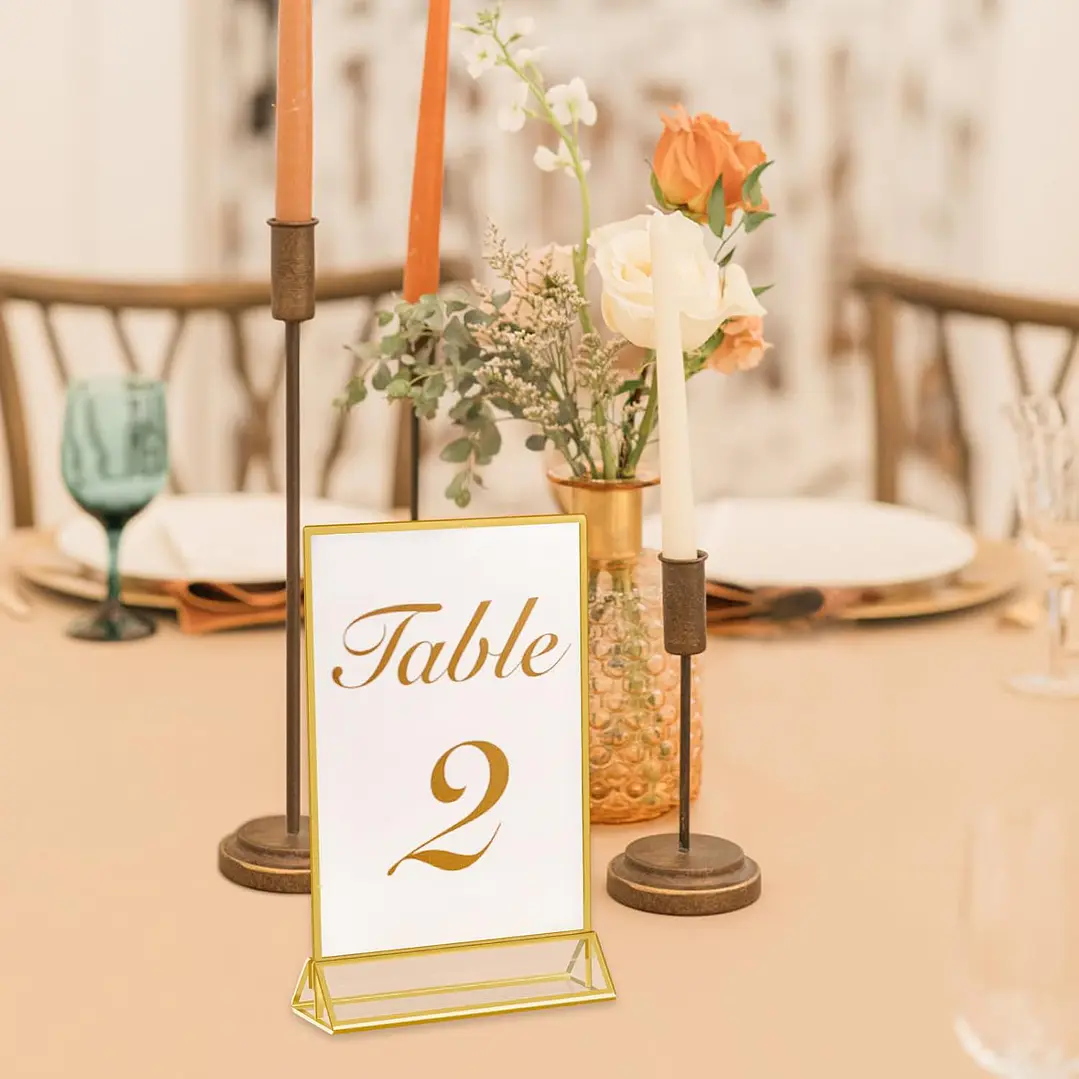 12 Soportes acrílicos para letreros de 5 x 7 pulgadas , mesas, bodas , restaurante 5