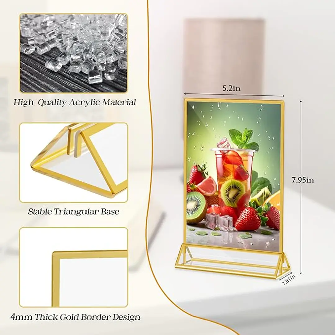 12 Soportes acrílicos para letreros de 5 x 7 pulgadas , mesas, bodas , restaurante 7