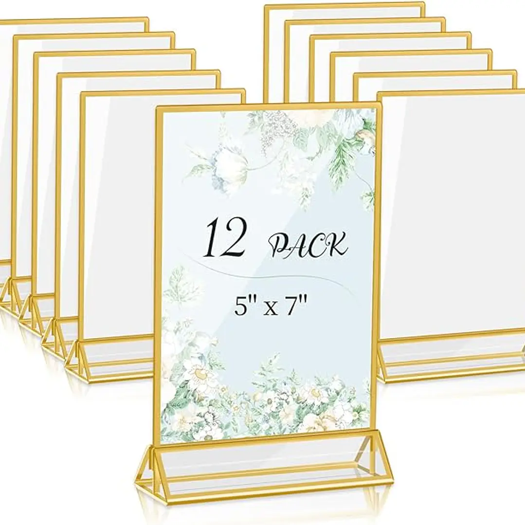 12 Soportes acrílicos para letreros de 5 x 7 pulgadas , mesas, bodas , restaurante 1