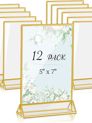 12 Soportes acrílicos para letreros de 5 x 7 pulgadas , mesas, bodas , restaurante