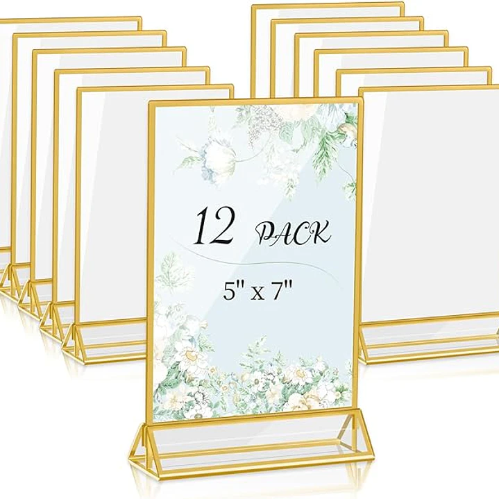 12 Soportes acrílicos para letreros de 5 x 7 pulgadas , mesas, bodas , restaurante 1