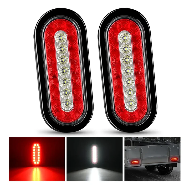 Luces Traseras LED Ovaladas 6” Nilight – Pack 2 Unidades (Rojo/Blanco) – 12V – IP67 1