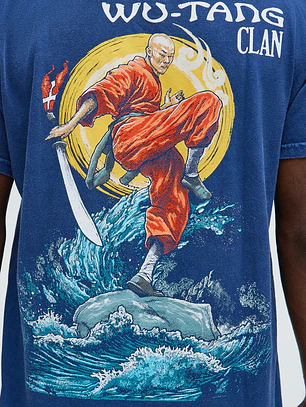 Polera De Manga Corta Wu-Tang Clan Shaolin Style Oversize Azul Marino – Original – Talla L