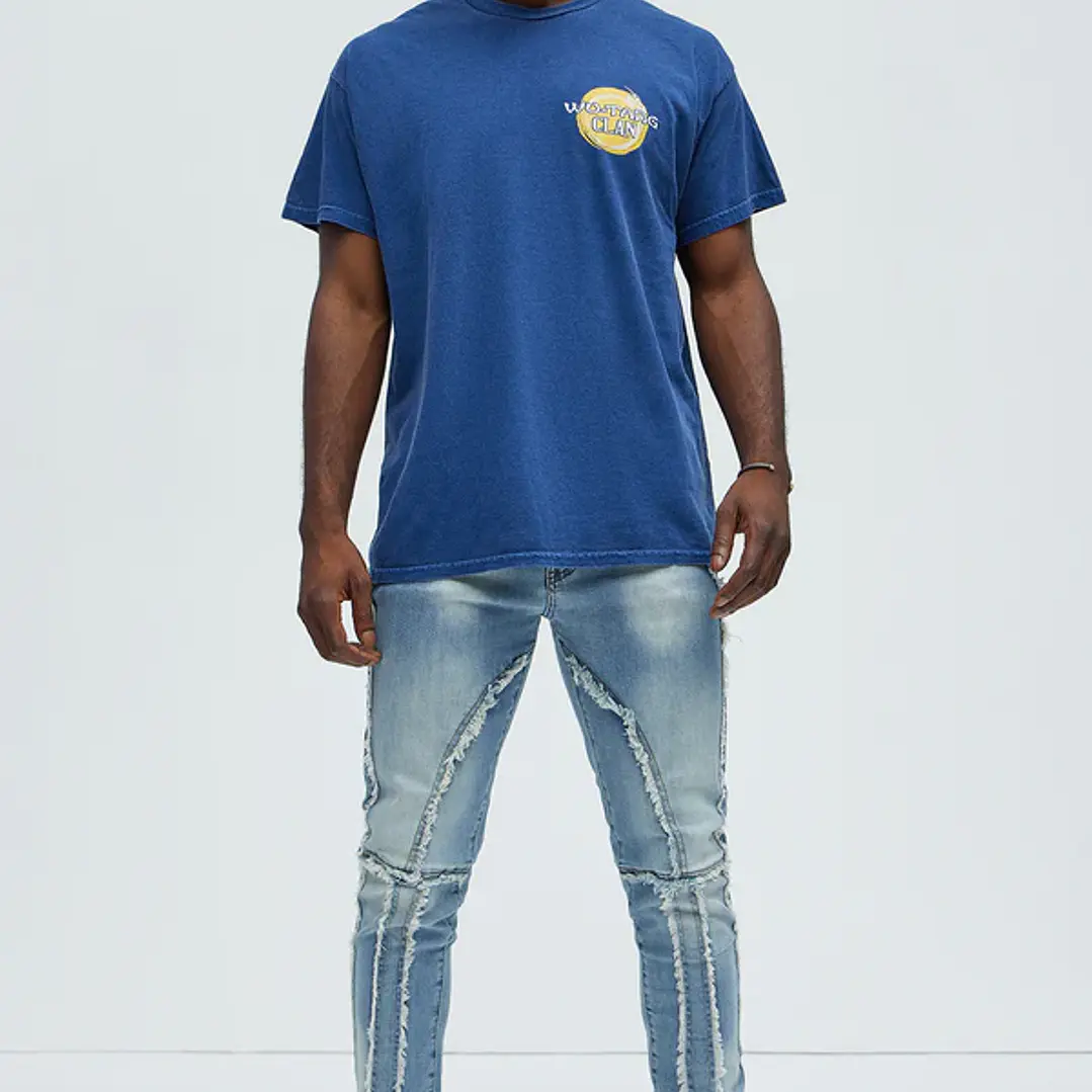 Polera De Manga Corta Wu-Tang Clan Shaolin Style Oversize Azul Marino – Original – Talla L 2
