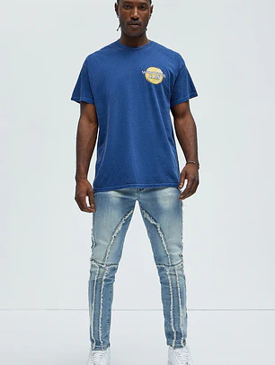 Polera De Manga Corta Wu-Tang Clan Shaolin Style Oversize Azul Marino – Original – Talla L