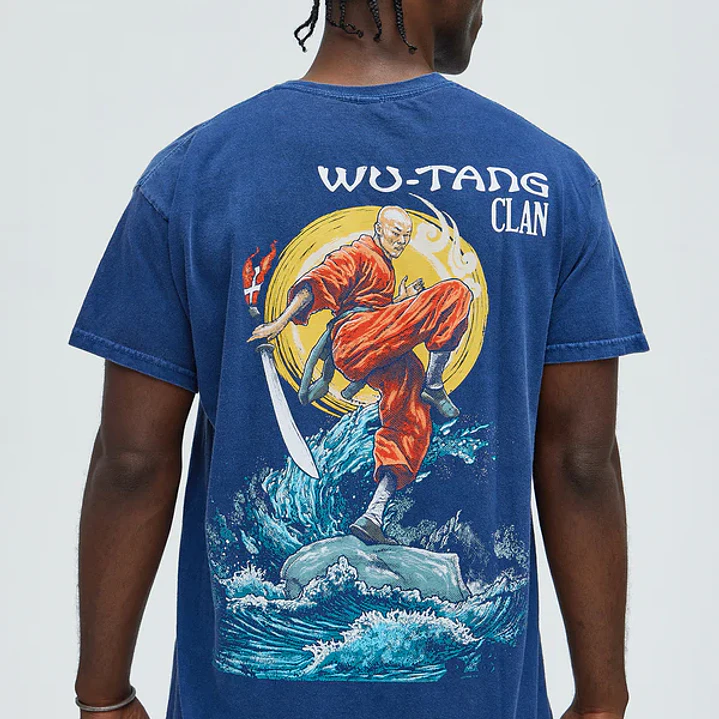 Polera De Manga Corta Wu-Tang Clan Shaolin Style Oversize Azul Marino – Original – Talla L 5