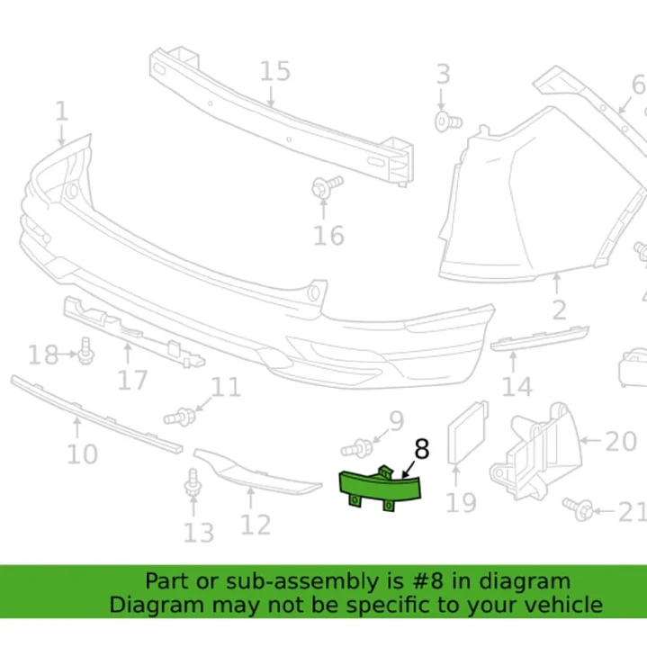reflector de parachoques lado del conductor trasero Honda CR-V 2020 2021 2022 7