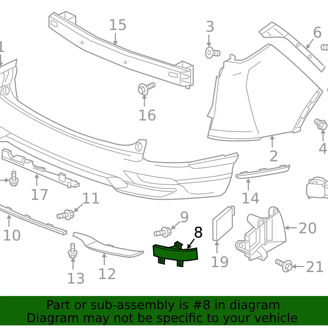 reflector de parachoques lado del conductor trasero Honda CR-V 2020 2021 2022 9