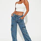 Jeans Tall Don't You Worry Wide Leg Cargo - Deslavado Medio Azul - Miniatura 1