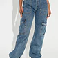 Jeans Tall Don't You Worry Wide Leg Cargo - Deslavado Medio Azul - Miniatura 2