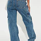 Jeans Tall Don't You Worry Wide Leg Cargo - Deslavado Medio Azul - Miniatura 3