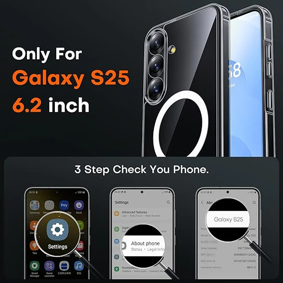 Carcasa Magnética Transparente TOCOL para Samsung Galaxy S25 – Protección Reforzada + Compatible MagSafe 3