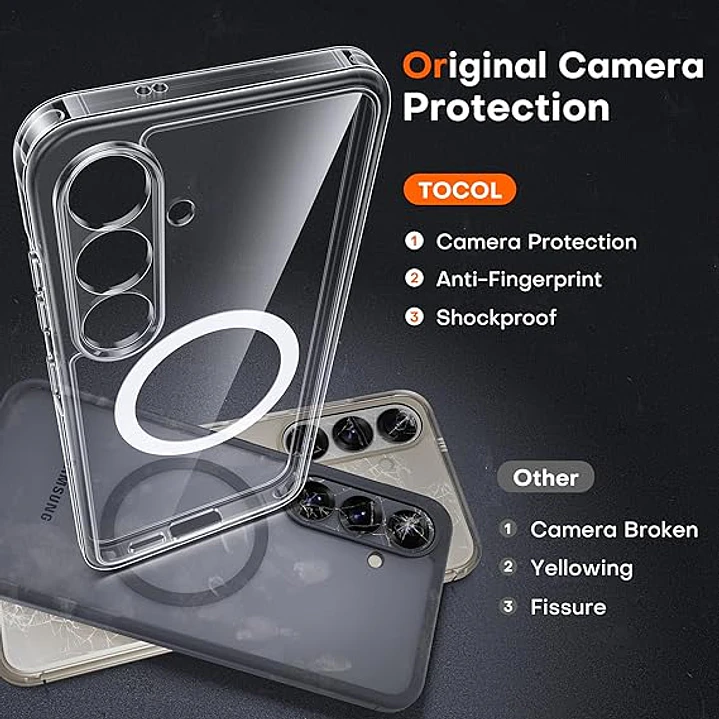 Carcasa Magnética Transparente TOCOL para Samsung Galaxy S25 – Protección Reforzada + Compatible MagSafe 5