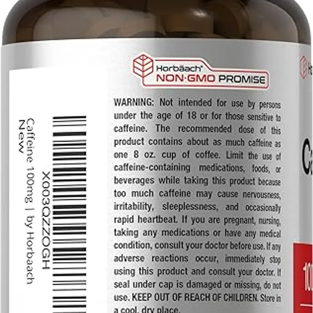 Horbäach cafeína de 100 mg | 250 tabletas | Fórmula vegetariana | Suplemento sin OMG, sin gluten 4