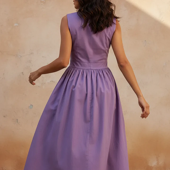 Vestido Largo Cuello V Morado Talla M 2