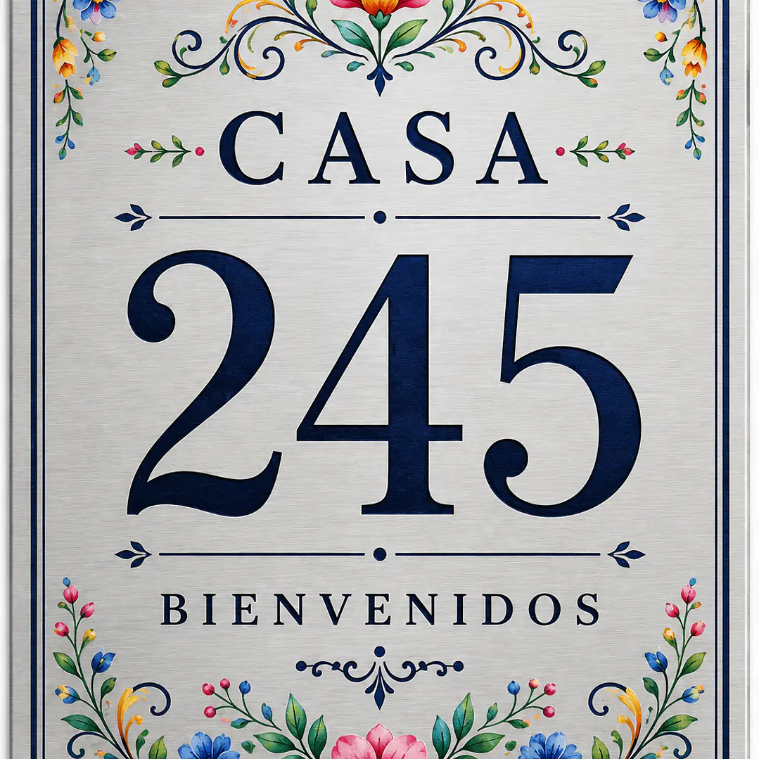 Placa Metálica Decorativa para Número de Casa 20x30 cm personalizable 2