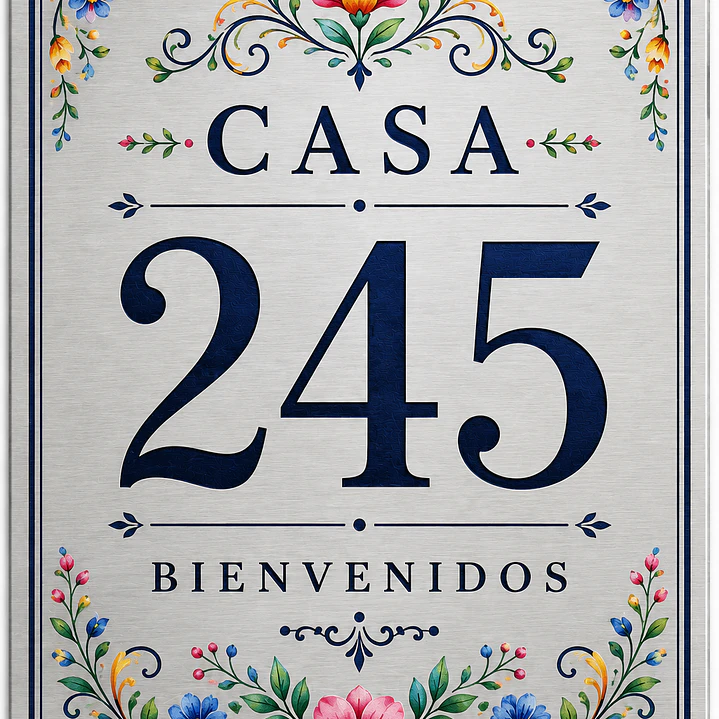 Placa Metálica Decorativa para Número de Casa 20x30 cm personalizable 2