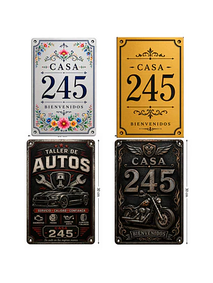 Placa Metálica Decorativa para Número de Casa 20x30 cm personalizable