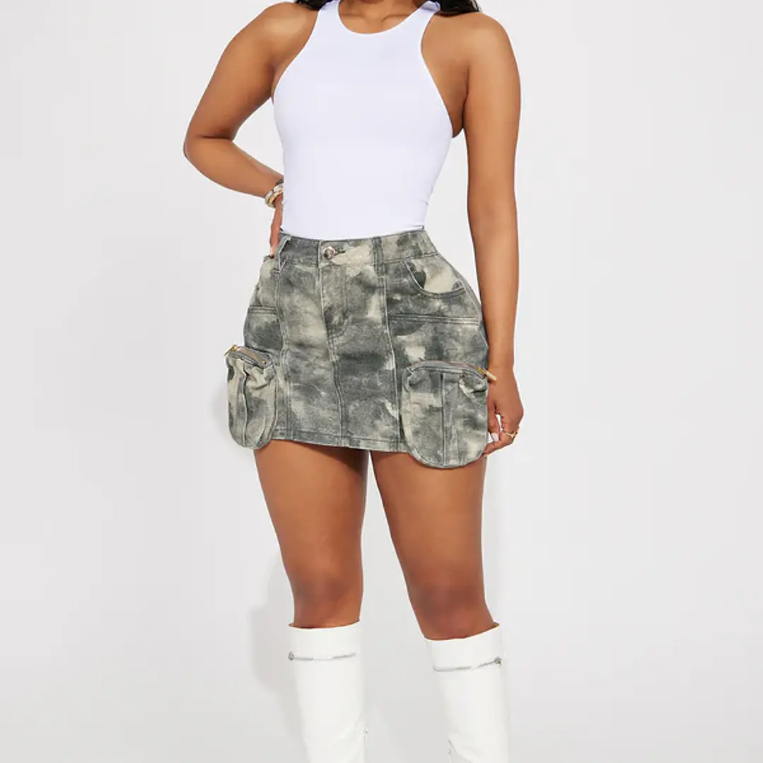 Falda Cargo Mini Fashion Nova – Gris Combinado | Talla XS 1