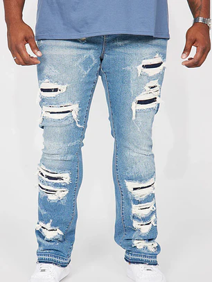 Jeans Fashion Nova Cuff Me Stacked Skinny Flared – Medium Wash | Talla 34