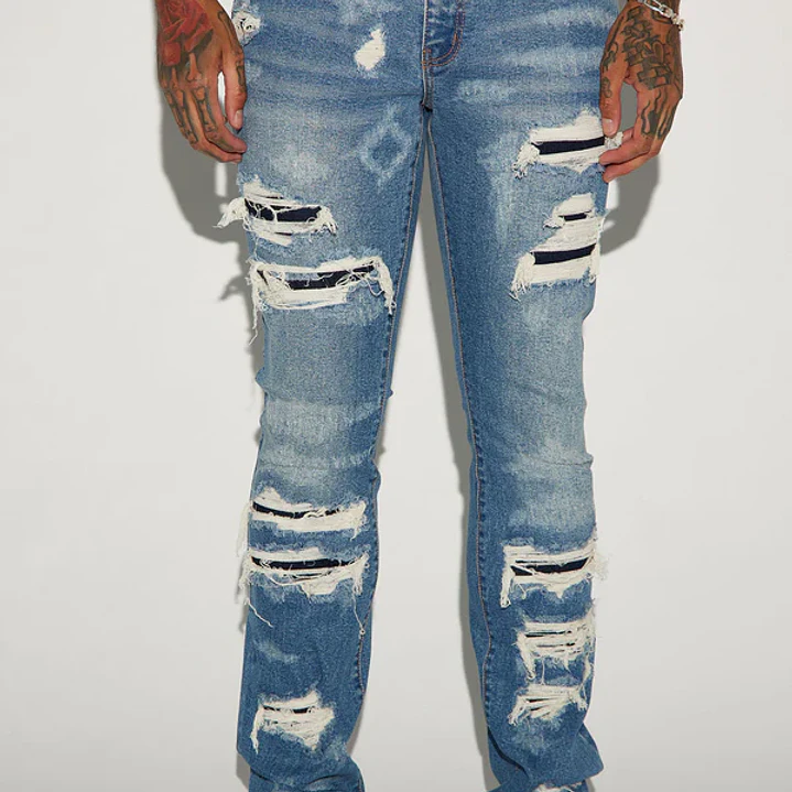 Jeans Fashion Nova Cuff Me Stacked Skinny Flared – Medium Wash | Talla 34 3