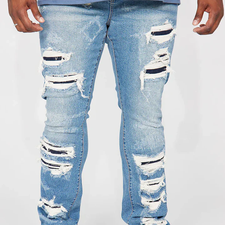👖 Jeans Fashion Nova Cuff Me Stacked Skinny Flared – Medium Wash | Talla 34 👖 1